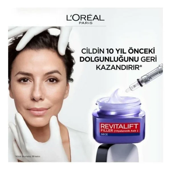L'oreal Paris Revitalift Filler Hyaluronik Asit Yoğun Dolgunlaştırıcı 50 Ml Yaşlanma Karşıtı Gece Kremi - Görsel 6