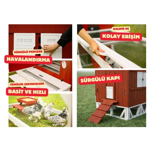 Mandu Ahşap Bahçeli Tavuk Kuş Kümesi Mini Çiftlik - Görsel 4