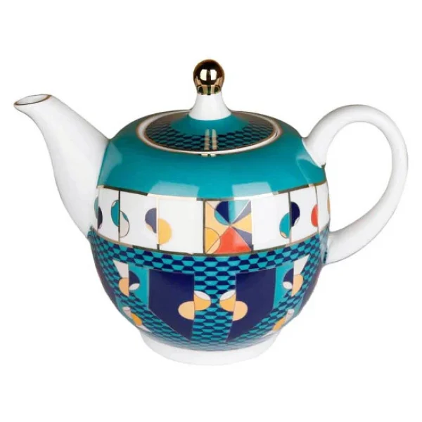 Lucky Art Leslie Bone Geometrik Desenli 1300 Ml Porselen Demlik - Görsel 4