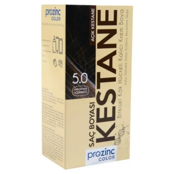 Prozinc Color 5.0 Açık Kestane Bitkisel Saç Boyası - Görsel 3