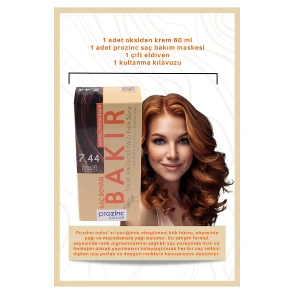Prozinc Color 7.44 Kumral Yoğun Bakır Bitkisel Saç Boyası - Görsel 4