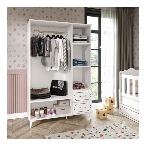 Kznmob Home Hayal Modern Bebek Odası Takımı Beyaz - 3 Parçalı Tamamı 1. Kalite Mdf - Görsel 4