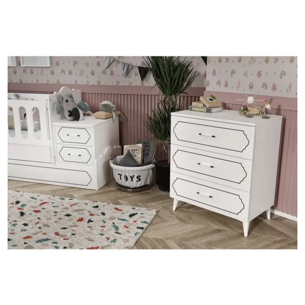 Kznmob Home Hayal Modern Bebek Odası Takımı Beyaz - 3 Parçalı Tamamı 1. Kalite Mdf - Görsel 7