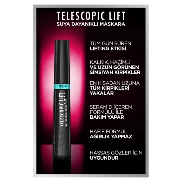 L'oreal Paris Telescopic Lift Waterproof Siyah Maskara - Görsel 3