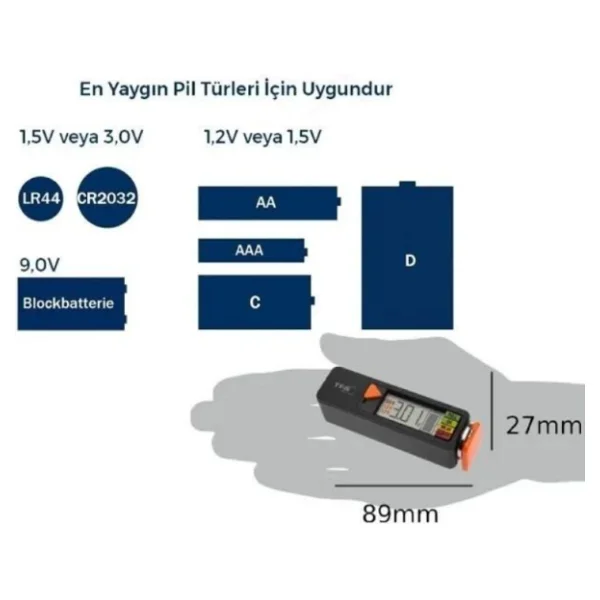 Tfa Dostmann Pil Test Cihazı Batterycheck, 98.1126.01, Piller Ve Aküler İçin (Aaa,Aa,C, D), Düğme Pil, Blok Pil, Şarj Durumu/Volt Göstergesi, Kolay Ve Hızlı, Siyah - Görsel 7
