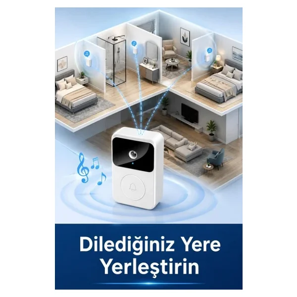 Torima X9 Beyaz Akıllı Su Geçirmez Kablosuz Kapı Zili - Görsel 6