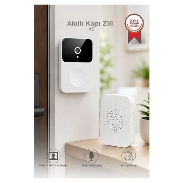 Torima X9 Beyaz Akıllı Su Geçirmez Kablosuz Kapı Zili - Görsel 3