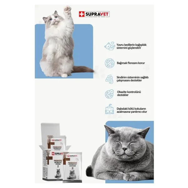 Supravet Toz Probiyotik + Prebiyotik 30x1.5 gr Kedi Bağışıklık Sistemi Güçlendirici - Görsel 6