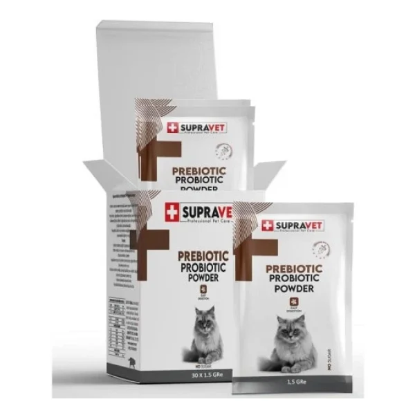 Supravet Toz Probiyotik + Prebiyotik 30x1.5 gr Kedi Bağışıklık Sistemi Güçlendirici - Görsel 3