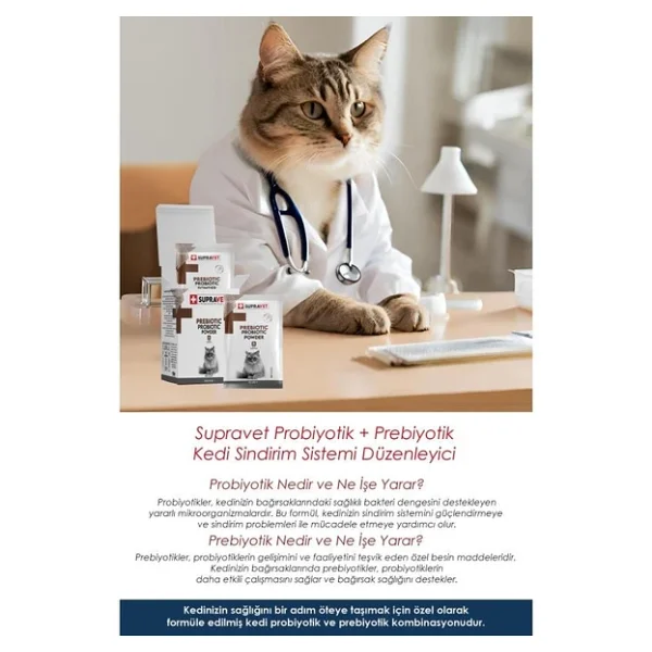 Supravet Toz Probiyotik + Prebiyotik 30x1.5 gr Kedi Bağışıklık Sistemi Güçlendirici - Görsel 5