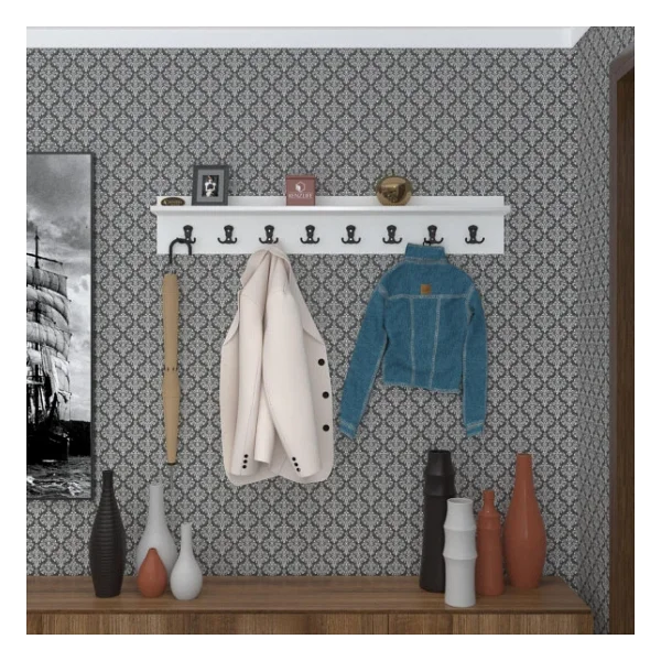 Kenzlife Elbise Askılığı Askılık Vettini100 Byz 20x100x12 Siyah 8 Adet Askı Portmanto - Görsel 3