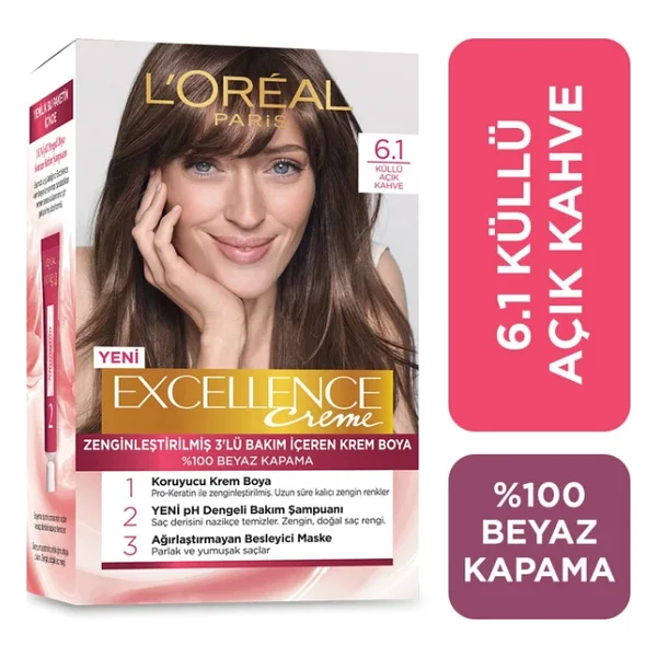 L'oreal Paris Excellence Creme 6.1 Küllü Açık Kahve Saç Boyası - Görsel 4
