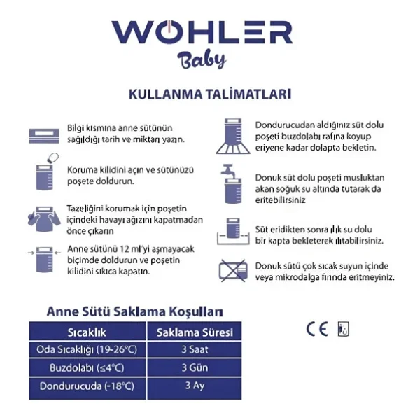 Wohler Baby 25'li Anne Sütü Saklama Poşeti - Görsel 7