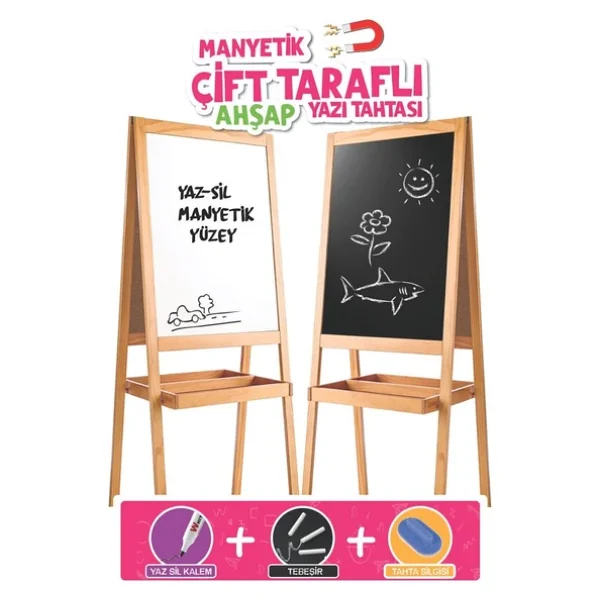 Diytoy 2195 Çift Taraflı Manyetik Ahşap Yazı Tahtası - Görsel 7