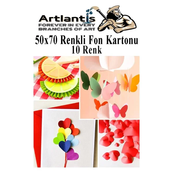 Fon Kartonu 10 Lu 50x70 Cm 3 Paket Arlantis 10 Renk Fon Kartonu 50x70 Okul Sinif Kres Anasinifi - Görsel 3