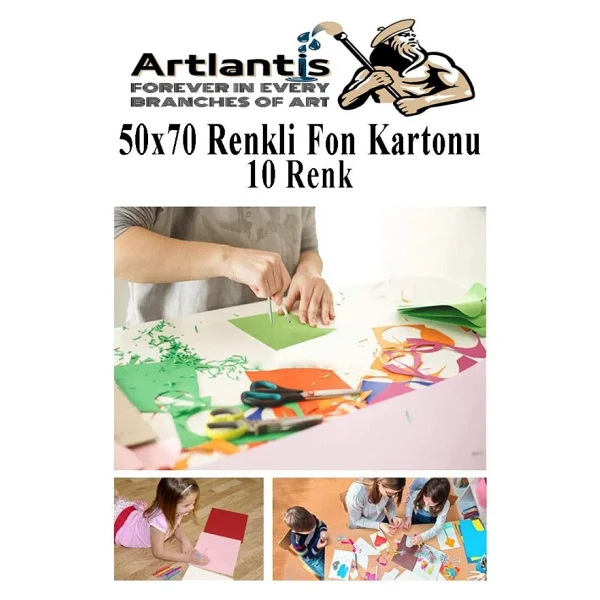 Fon Kartonu 10 Lu 50x70 Cm 5 Paket Arlantis 10 Renk Fon Kartonu 50x70 Okul Sinif Kres Anasinifi - Görsel 2