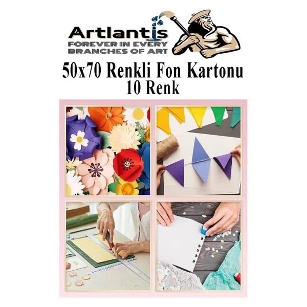Fon Kartonu 10 Lu 50x70 Cm 5 Paket Arlantis 10 Renk Fon Kartonu 50x70 Okul Sinif Kres Anasinifi - Görsel 4