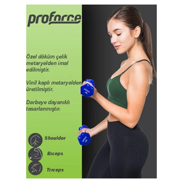 Proforce Vdb Dışı Vinil Kaplı İçi Çelik Döküm Ağırlık Dambıl 6 Kg -Tek Adet - Görsel 3