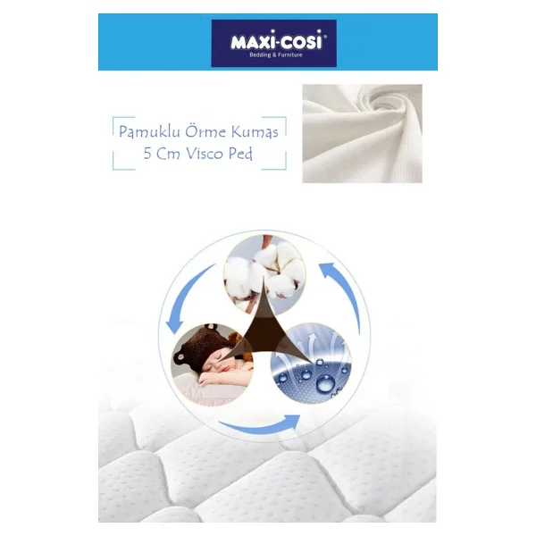 Maxi-Cosi Maxi-Cosi 160x190 Cotton Ortopedik Yatak Şiltesi Visco Yatak Pedi - Görsel 5