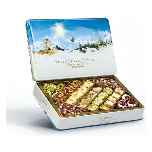 Tuğba Kuruyemiş Geleneksel Tatlar Metal Kutu Lokum 540gr (Turkish Delight) - Görsel 3