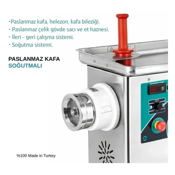 Bosfor No:32 Paslanmaz Kafa Sogutmali Et Kiyma Makinesi 380v - Görsel 5