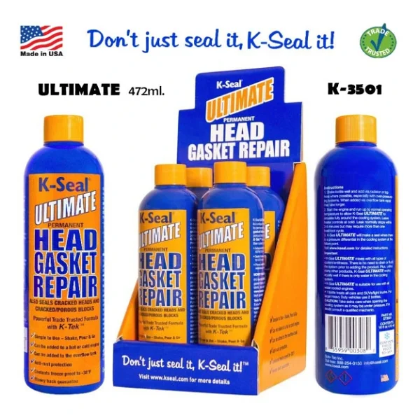 K-Seal Ultimate Cok Amacli Sivi Sogutma Sivisi Radyator Kacak Kalici Onarim 472ml - Görsel 3