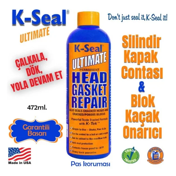 K-Seal Ultimate Cok Amacli Sivi Sogutma Sivisi Radyator Kacak Kalici Onarim 472ml - Görsel 10