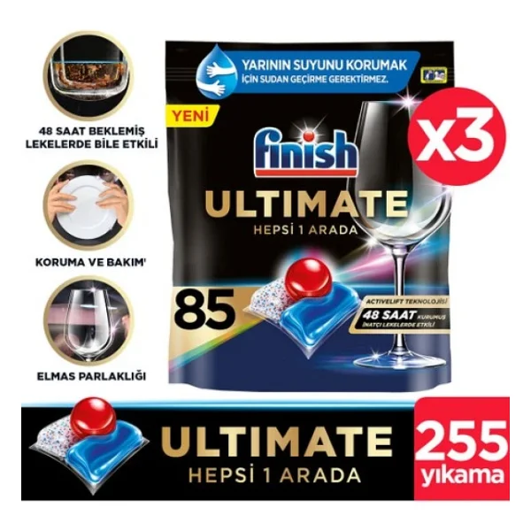 Finish Quantum Ultimate Bulaşık Makinesi Tableti 85'li 3 Adet - Görsel 3