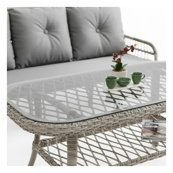 Capri Swing Pisa Üçlü Rattan Bahçe Balkon Oturma Grubu Beyaz 802 - Görsel 5