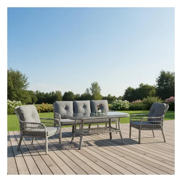 Capri Swing Pisa Üçlü Rattan Bahçe Balkon Oturma Grubu Beyaz 802 - Görsel 6