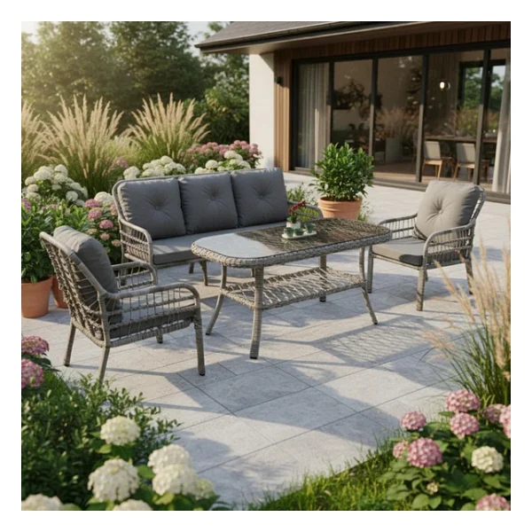 Capri Swing Pisa Üçlü Rattan Bahçe Balkon Oturma Grubu Beyaz 802 - Görsel 7