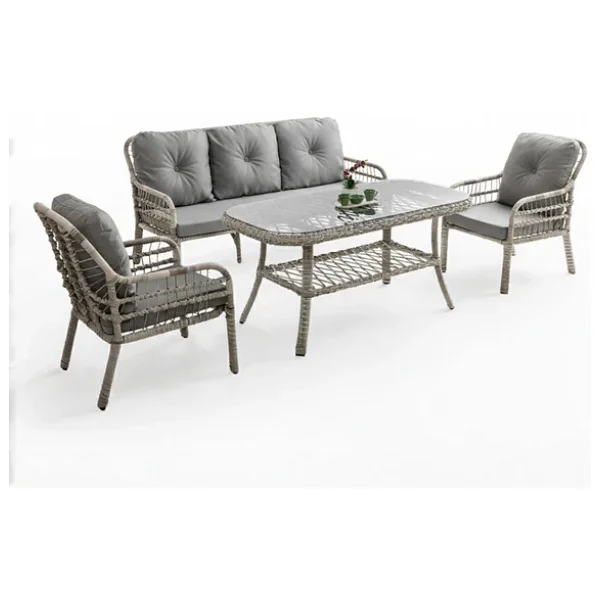 Capri Swing Pisa Üçlü Rattan Bahçe Balkon Oturma Grubu Beyaz 802 - Görsel 3