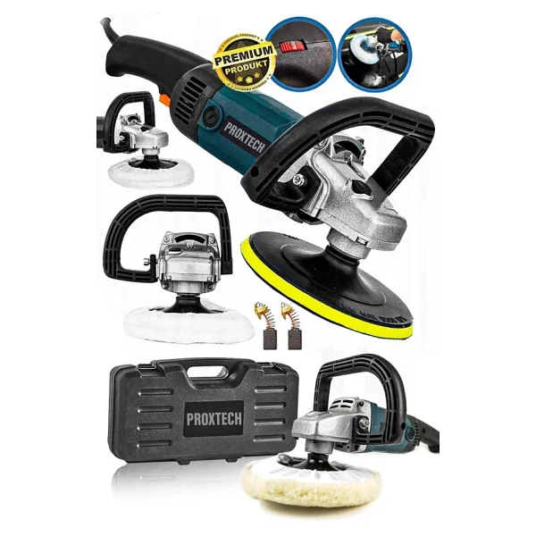 Proxtech Premium Profesyonel 6 Kademeli Devirli Sünger Setli Zımpara Pasta Cila Polisaj Makinesi Ful Paket - Görsel 2