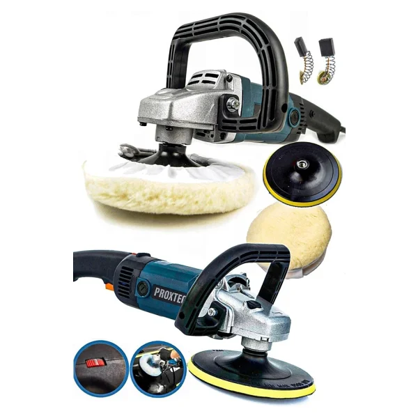 Proxtech Premium Profesyonel 6 Kademeli Devirli Sünger Setli Zımpara Pasta Cila Polisaj Makinesi Ful Paket - Görsel 3