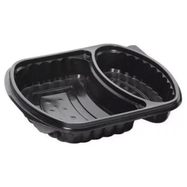 Seffaf Kapakli Sicak Soguk Isiya Dayanikli Yemek Salata Kabi - 2 Bolmeli - 21x25 Cm. - 10 Adet - Görsel 3