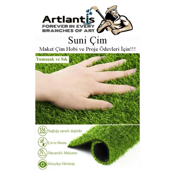 Artlantis Yapay Çim A4 20x30 Cm 3 Adet A4 Boyutunda Maket Çim Dekorati Yapay Çim Halı Teraryum Suni Çim - Görsel 4