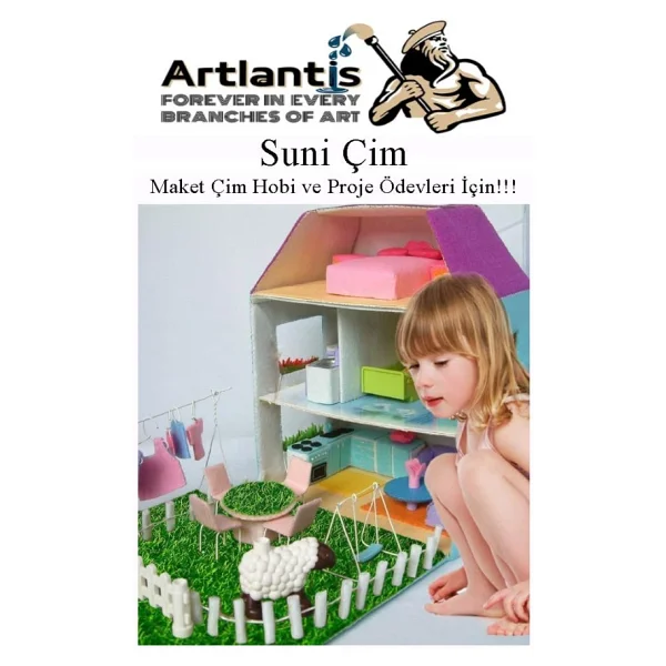 Artlantis Yapay Çim A4 20x30 Cm 3 Adet A4 Boyutunda Maket Çim Dekorati Yapay Çim Halı Teraryum Suni Çim - Görsel 6