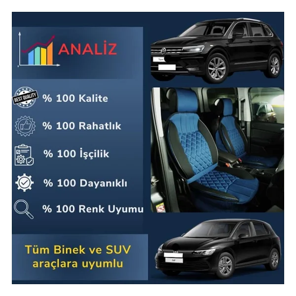 Space 5'li Set Oto Koltuk Minderi,Özel Tasarım Minder Tüm Araçlara Uyumlu - Görsel 9