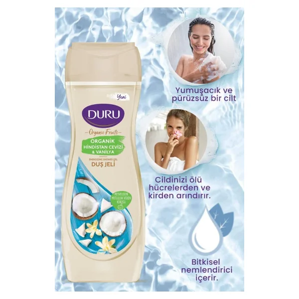 Duru Organic Fruits Organik Hindistan Cevizi&Vanilya Duş Jeli 450 Ml - Görsel 2