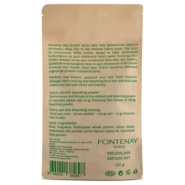 Fontenay Saç Bakım Proteini / Hair Protein -Saç Açma&Boya Işleminde Yıpranmaya Karşı Özel Ürün 100gr - Görsel 5