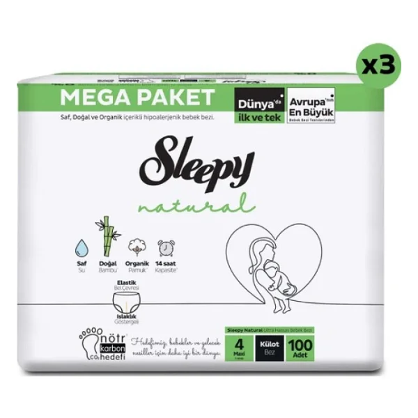 Sleepy Natural 4 Numara Maxi 100'lü 3 Adet Külot Bez - Görsel 6