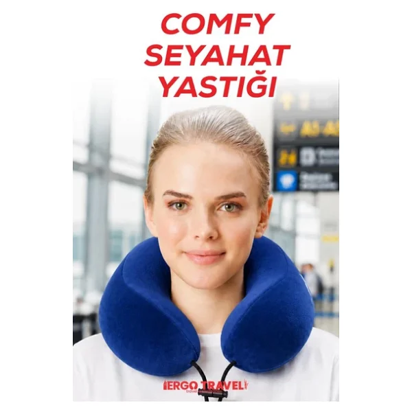 Viscofoam Comfy Ortopedik Seyahat Yastığı Visco Boyun Destekli Seyahat Yastığı - Mavi Ergo Travel - Görsel 3