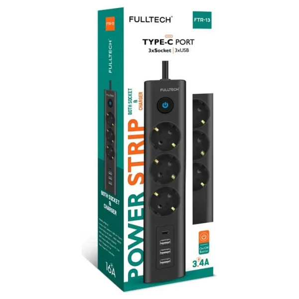 Fulltech Ftr-13 Anahtarlı Usb'li 1.4 M 3'lü Akım Korumalı Priz - Görsel 3