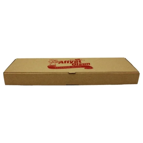 Baskılı E Dalga Dikdörtgen Kıymalı Peynirli Pide Kutusu Kraft Karton - 13.5x43x4 Cm. - 100 Adet - Görsel 3