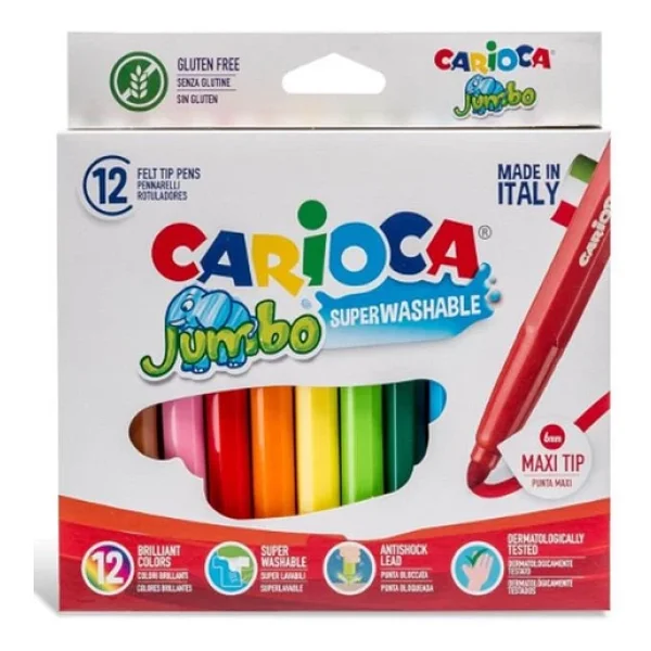 Carioca Süper Yıkanabilir 12'li Jumbo Keçeli Kalem Seti - Görsel 4