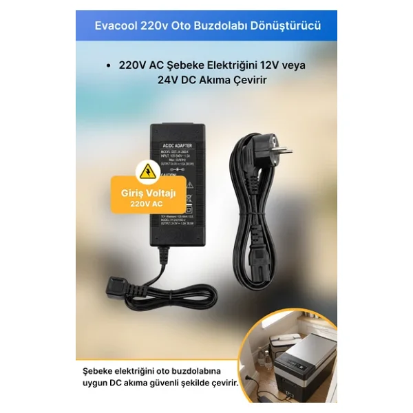 Eva Cool 220v Oto Buzdolabı Dönüştürücü Adaptör Ev Adaptörü - Görsel 8