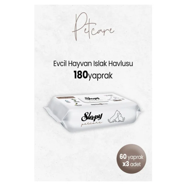 Sleepy Petcare Evcil Hayvan Islak Havlusu 60'lı X 3 Adet - Görsel 3