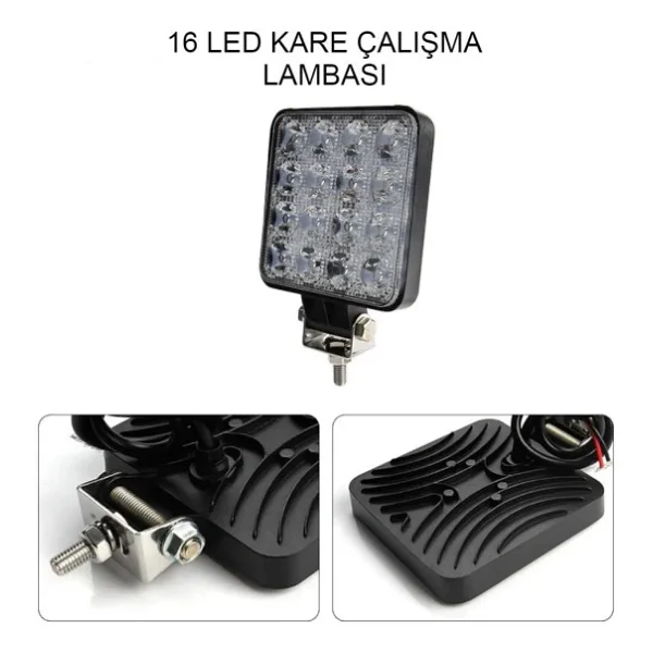 4 Adet 16 Ledli Off Road Calisma Ve Sis Lambasi 48watt 12 Volt - Görsel 2