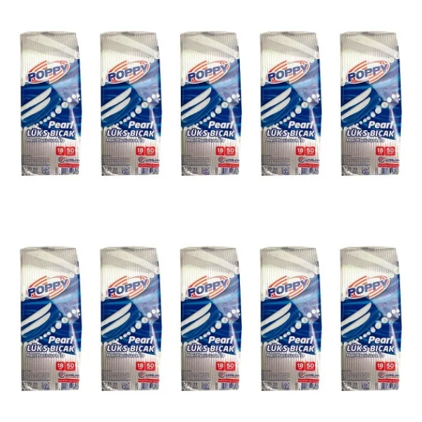 Poppy Plastik Lüks Tek Kullanımlık Bıçak - 18 Cm. - Şeffaf - 50 Adetlik 10 Paket - Görsel 6
