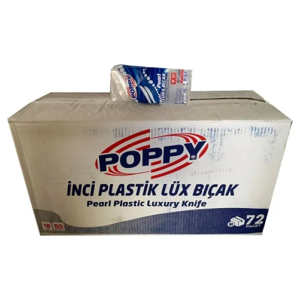 Poppy Plastik Lüks Şeffaf Tek Kullanımlık Bıçak - 3600 Adet-Koli / 18 Cm. - Görsel 6